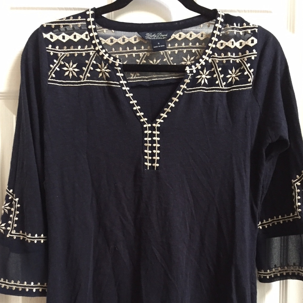 LUCKY BRAND WOMENS BLUE IVORY COMBO PRINT